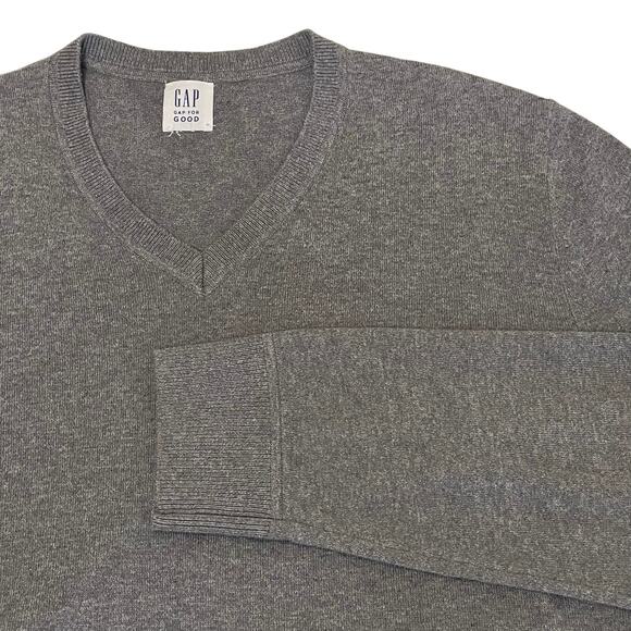 Gap for Good Long Sleeve V-Neck Cotton Pullover Men's M Gray Classic Casual - Picture 1 of 10